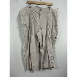 Womans Excellent Condition Sonoma Woman Cargo Capri Pants 18 W Beige